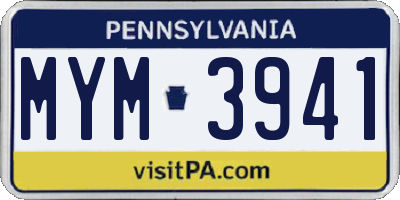 PA license plate MYM3941