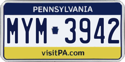 PA license plate MYM3942