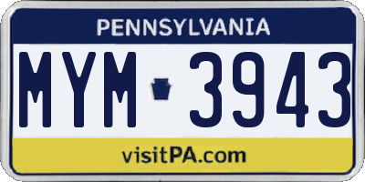PA license plate MYM3943