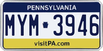 PA license plate MYM3946