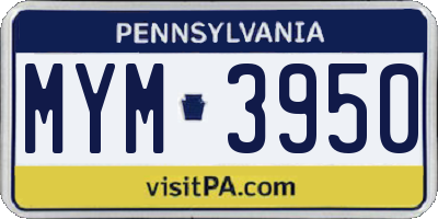 PA license plate MYM3950