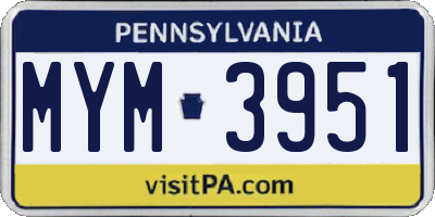 PA license plate MYM3951