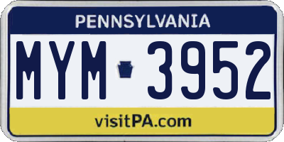 PA license plate MYM3952