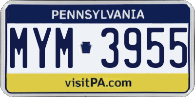 PA license plate MYM3955