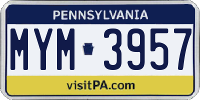 PA license plate MYM3957