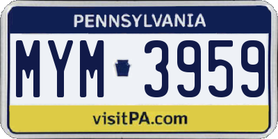 PA license plate MYM3959