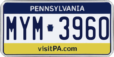 PA license plate MYM3960