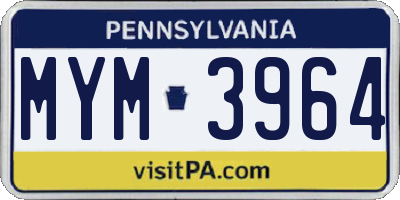 PA license plate MYM3964