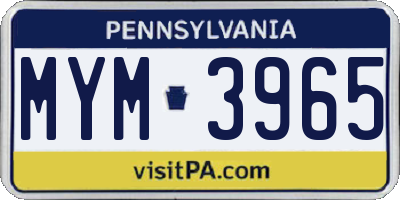 PA license plate MYM3965