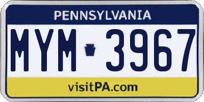 PA license plate MYM3967