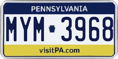 PA license plate MYM3968
