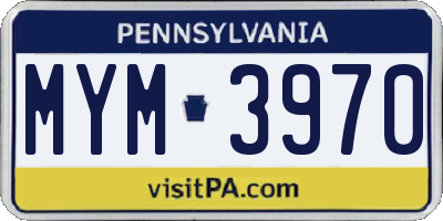 PA license plate MYM3970