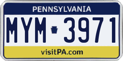 PA license plate MYM3971