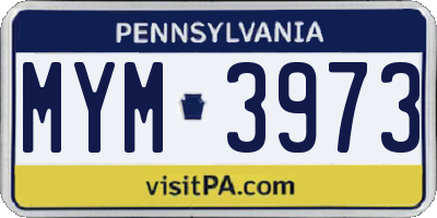 PA license plate MYM3973