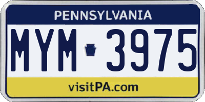 PA license plate MYM3975