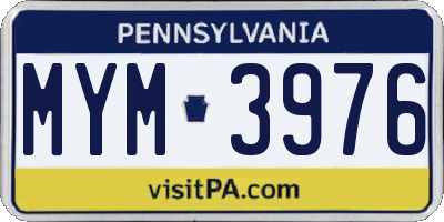 PA license plate MYM3976