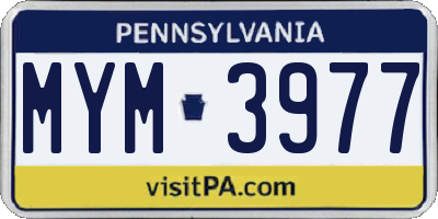 PA license plate MYM3977