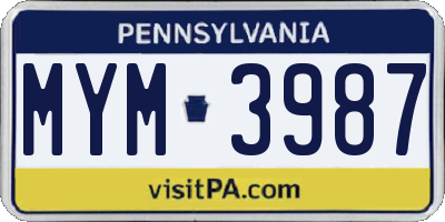 PA license plate MYM3987