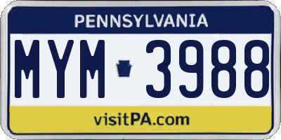 PA license plate MYM3988