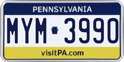 PA license plate MYM3990