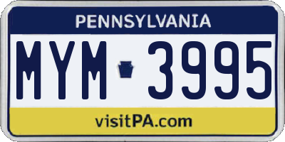 PA license plate MYM3995
