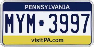 PA license plate MYM3997