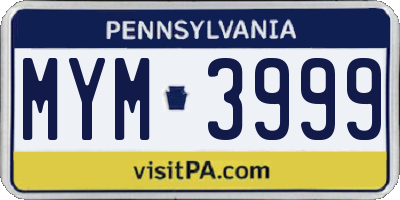 PA license plate MYM3999