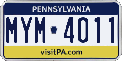 PA license plate MYM4011