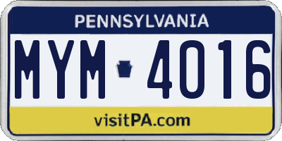 PA license plate MYM4016