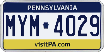 PA license plate MYM4029
