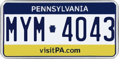 PA license plate MYM4043