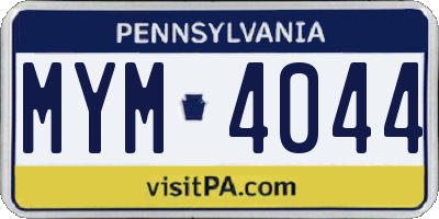 PA license plate MYM4044