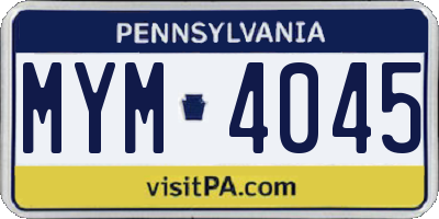 PA license plate MYM4045