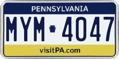 PA license plate MYM4047
