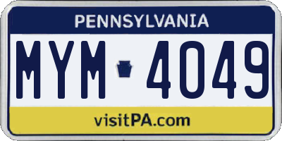 PA license plate MYM4049