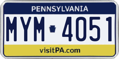 PA license plate MYM4051