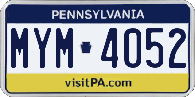 PA license plate MYM4052