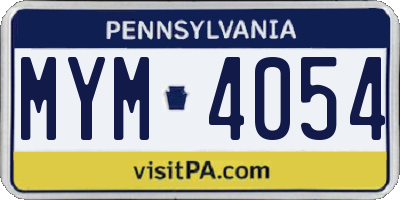 PA license plate MYM4054