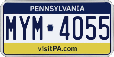 PA license plate MYM4055