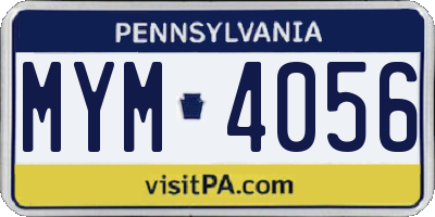 PA license plate MYM4056