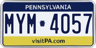 PA license plate MYM4057