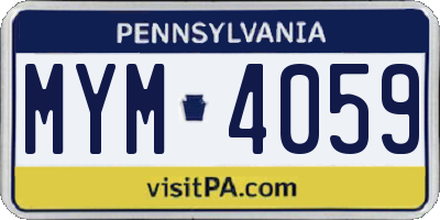 PA license plate MYM4059