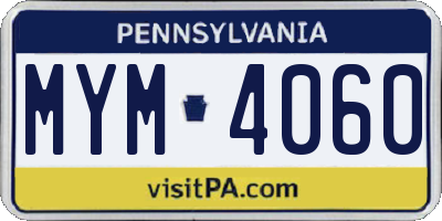 PA license plate MYM4060