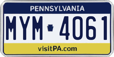 PA license plate MYM4061
