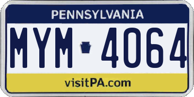 PA license plate MYM4064