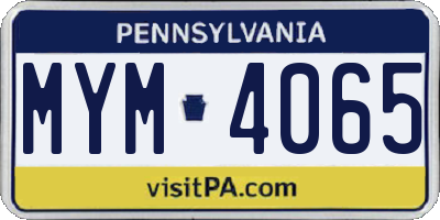 PA license plate MYM4065