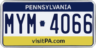 PA license plate MYM4066