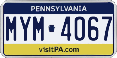 PA license plate MYM4067