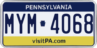 PA license plate MYM4068