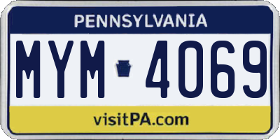 PA license plate MYM4069